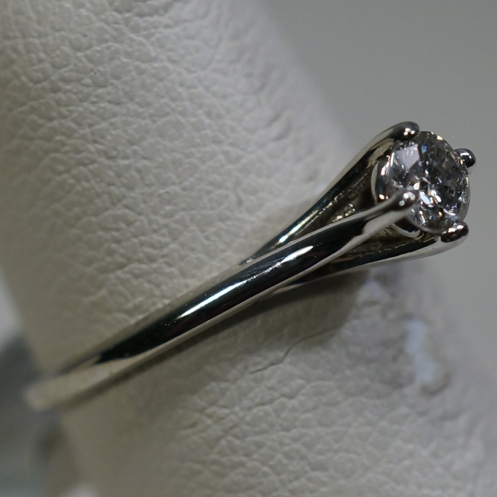 14KW Gold Solitaire Genuine Diamond Ring - Picture 2 of 5